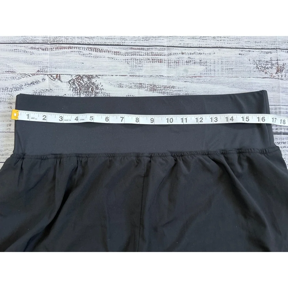 B‎ Fitness Womens XL Black High Waisted Running Zipper Pocket Built-in Shorts